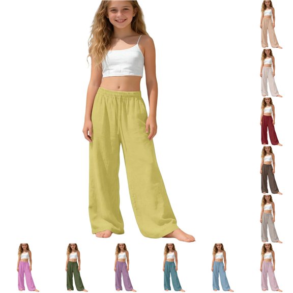 XIYON Pants for Girls Stylish Comfortable Casual Pants Soft Everyday Wear Elastic Waist Outdoor and School Trousers 5-6 Years