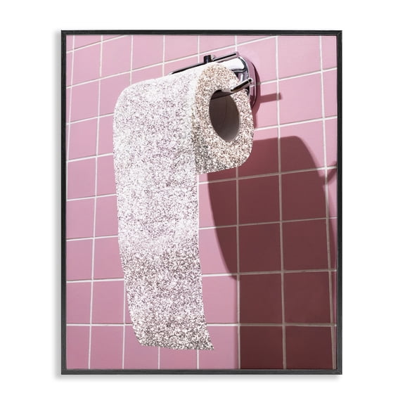 Stupell Industries Art Deco Glitter Pink Toilet Paper Black Framed Giclee Art, 11 x 14, by CAD Designs