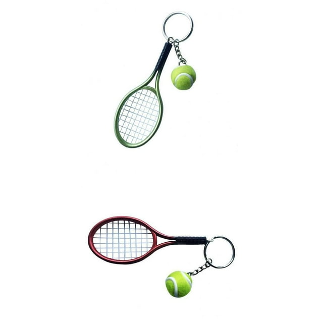 Pelota de Tenis Raqueta Colgante Llavero Y Rojo