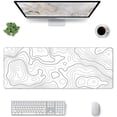 thumbnail image 2 of Topographic Map Gaming Mouse Pad Desk Mat XL 31.5×11.8 Inch White Lines Contour Geographic Extended Mousepad 30X80cm with Non-Slip Rubber Base Stitched Edge Large Desk Pad for Gamer Office Home Work, 2 of 6
