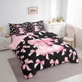 thumbnail image 3 of Manfei Personalized Initial L Bedding Comforter Set 7pcs for Teens Adults,Kawaii Ribbon Bow-tie Queen Bedding Sets Super Cozy,Black Pink Queen Sheet Sets,Ultra Soft Home Decor,Reversible, 3 of 8