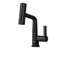 thumbnail image 1 of Waterfall Pull Out Kitchen Faucet, White Intelligent Digital Display Cold Hot Mixer Taps, Rotatable Sink Lifting Basin Faucet ,Easy to Install, 1 of 7