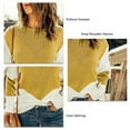 thumbnail image 5 of Women Knitted Top Crewneck Dropped Shoulder Sleeves Color Splicing Casual Knit Pullover Sweater for Spring Autumn Winter Ginger Yellow XXL, 5 of 5