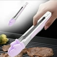 thumbnail image 2 of qiangxu,Silicone Tongs Heat Resistant Kitchen Tongs Silicone Tips for Salad Serving Food Tongs Bread Tongs Fruit Tongs Set Great for Cooking and Grilling 1PC Purple 10.01*1inch, 2 of 5