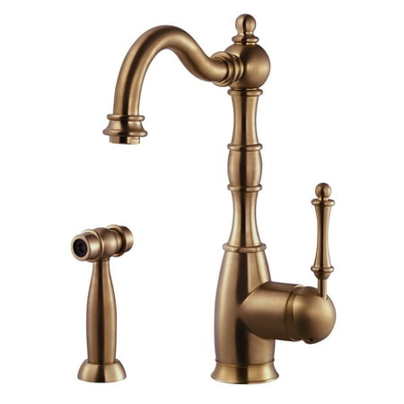 - Regal Traditional Kitchen Faucet with Sidespray and CeraDox Technology, Antique Copper (REGSS-181-AC)