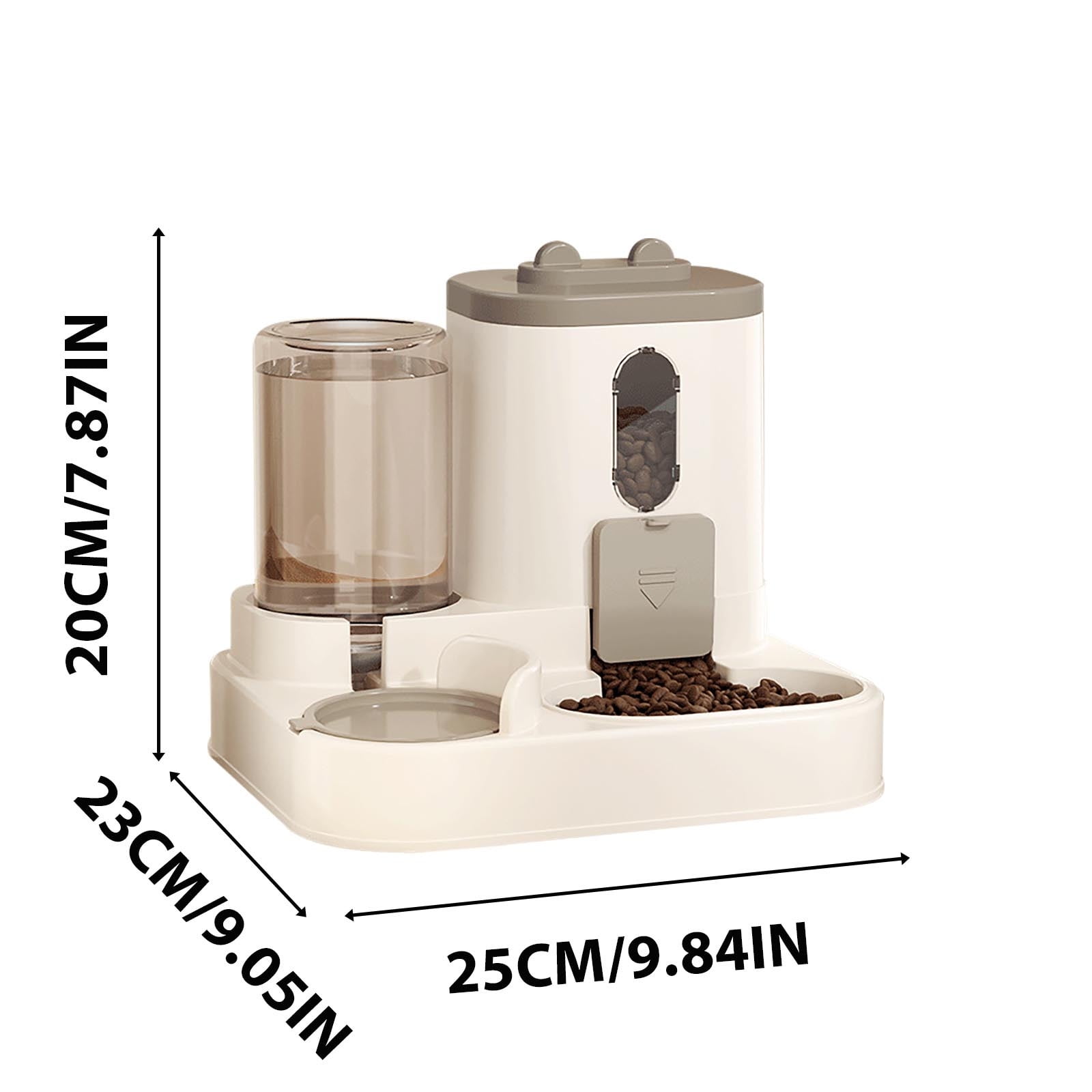 Automatic Cat Feeder & Water Dispenser Combo - 3.8L Smart Timed Dry Food Dispenser with Programmable Portion Control, Transparent Window, BPA-Free PP Material, No Power Needed, 27x27x23cm