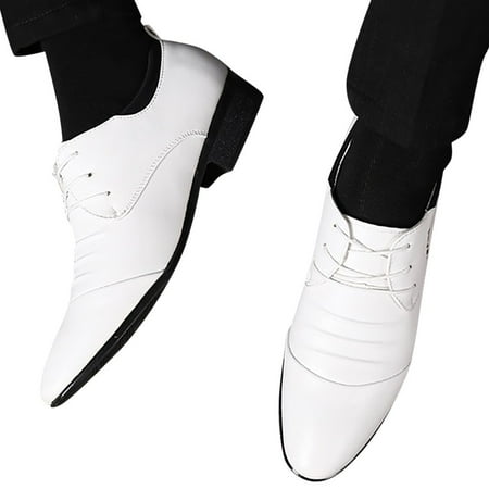 Dakaela Men s Oxfords Business Formal Derby Dress Shoes Low Heel Fashion Sneakers Slip on Loafers White 7