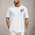 thumbnail image 2 of NAMTYQX Graphic Tees Men Light Plus Size Round Neck Elastic Pattern Casual Loose Fit Short Sleeve Hawaiian Comfort Summer Shirts for Men White Size 5XL, 2 of 5