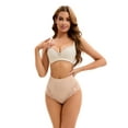 thumbnail image 4 of DARING DIVA Women's High-Waisted Underwear Thong Briefs Lace Trim Panties Beige L, 4 of 6