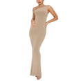 thumbnail image 1 of Vestido largo REORIA sin mangas acanalado de un solo hombro - Khaki S, 1 of 7