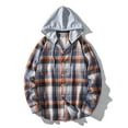 thumbnail image 2 of Chemise à Manches Longues pour Hommes Chemise Décontractée à Manches Longues Col Rabattu Fermeture à Boutons Imprimé à Carreaux Chemise à Capuche Chemises pour Hommes Manches Longues Chemise Hommes Manches Longues, 2 of 9