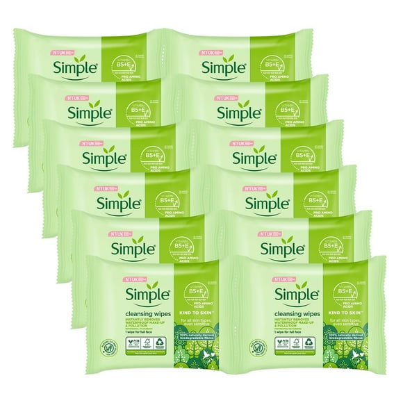 Toallitas limpiadoras faciales Simple Kind to Skin, 25 unidades x 6