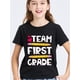 thumbnail image 1 of Girls Summer Casual Fashion Cartoon Heart Pencil & Team First Grade Printed T-Shirt Top, Short Sleeves, Round Neck, Comfort Fit - Youthful, 1 of 7