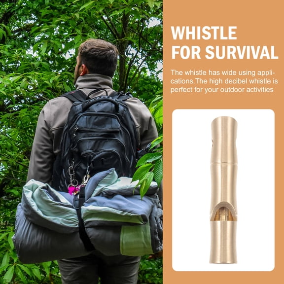 HINTRMENT Outdoor Enthusiasts 1Pc High Decibel Emergency Whistle Golden Brass Round for Survival and Hiking