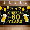 thumbnail image 4 of Glittery Gold Cheers to 60 Years Banner with Beer Mugs Balloons and Bunting Background Party Decorations for 60th Birthday Party Celebration Photography Props Event Decor, 4 of 7