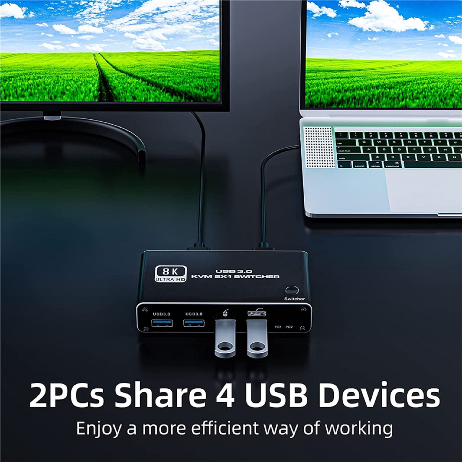 CSYANXING Plug-and-Play 8K HDMI KVM Switch for Multi-System Workstations with Drive-Free Setup