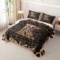 thumbnail image 3 of Manfei Kawaii Bow Letter K Monogrammed Quilt King for Teens Girls,Vintage Cheetah Print Alphabet King Coverlet Set for Female, 3 of 7