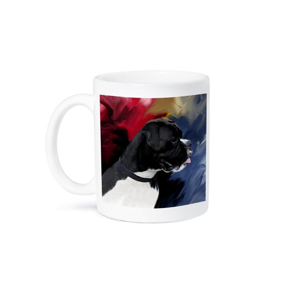 3dRose, Black White Boxer, 11oz Mug