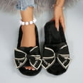 thumbnail image 2 of Amidoa Outdoor Women Slippers Furry Black Cute Cozy Home Open Toe Bow Slippers Women Shoes 36, 2 of 9