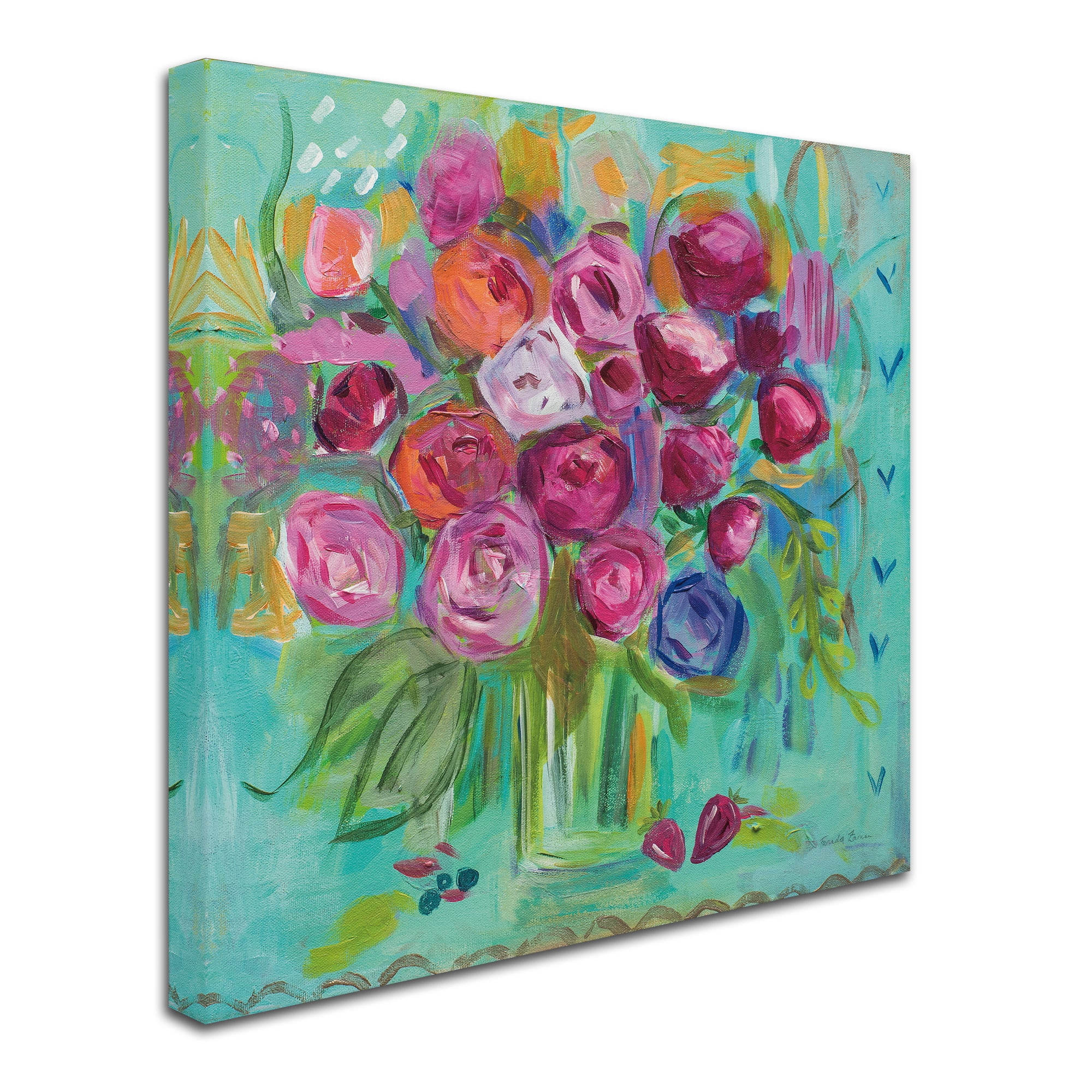 Trademark Fine Art 'Pink Peonies' Canvas Art by Farida Zaman