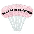 thumbnail image 1 of Brittni Cupcake Picks Toppers - Set of 6 - Pink Speckles, 1 of 1