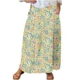 thumbnail image 2 of Summer Dresses for Women 2025 Viikei High-Waist Skirt for Casual Wear,Women's Printed Elastic Waistband Pleated Pocket Skirt With Mid Calf Skirt Green XXXL, 2 of 5