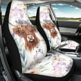 thumbnail image 3 of Renewold Highland Cow Floral Violet Car Seat Cover for Women Men, Non-slip Front Bench Protection Breathable Auto Accessories Universal Fit Most Vehicles, 3 of 7