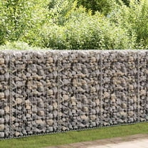 vidaXL Gabion Wall with Covers Fence Panels Outdoor Garden Galvanized Steel