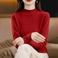thumbnail image 5 of Zedker Wool Sweaters For Womens Fall Winter Warm Soft Knitted Loose Pullover Turtleneck Long Sleeves Sweaters Red XL, 5 of 6