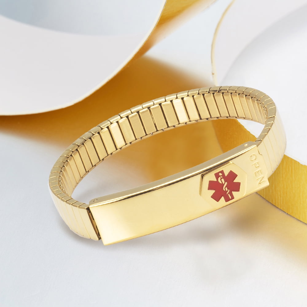 Wollet Elastic Medical Alert Bracelets Bangles for Women with Lift up