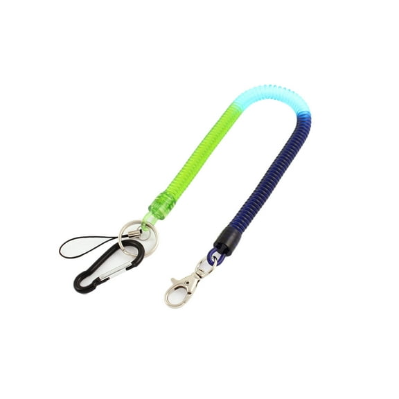 Carabiner Hook Stretchy Coil Keyring Key Chain w Lobster Clasp