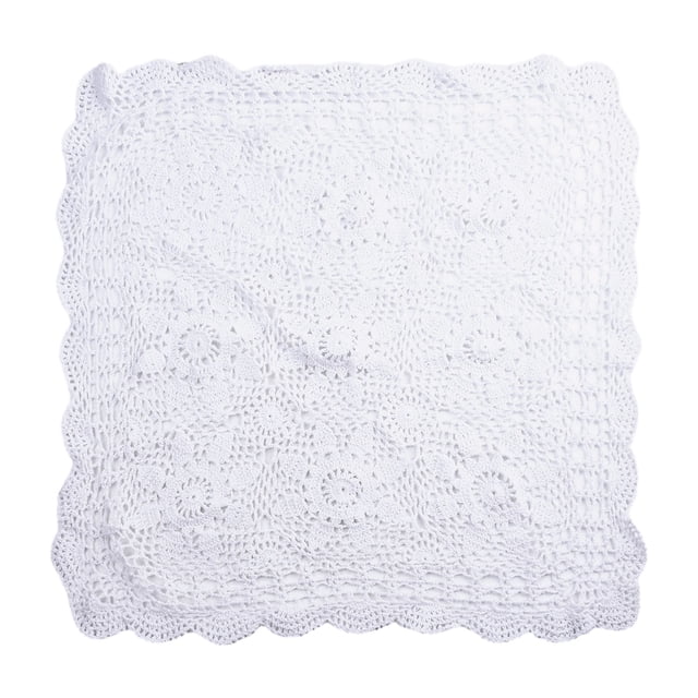 Vintage Square Tablecloth Doily Cotton Lace Crochet Floral Table Cloth Cover