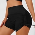 thumbnail image 2 of idosla Women's V Cross High Waisted Swim Shorts Ruched Side Tie Boy Shorts Swimsuit Bottoms with Liner (Black, S), 2 of 5