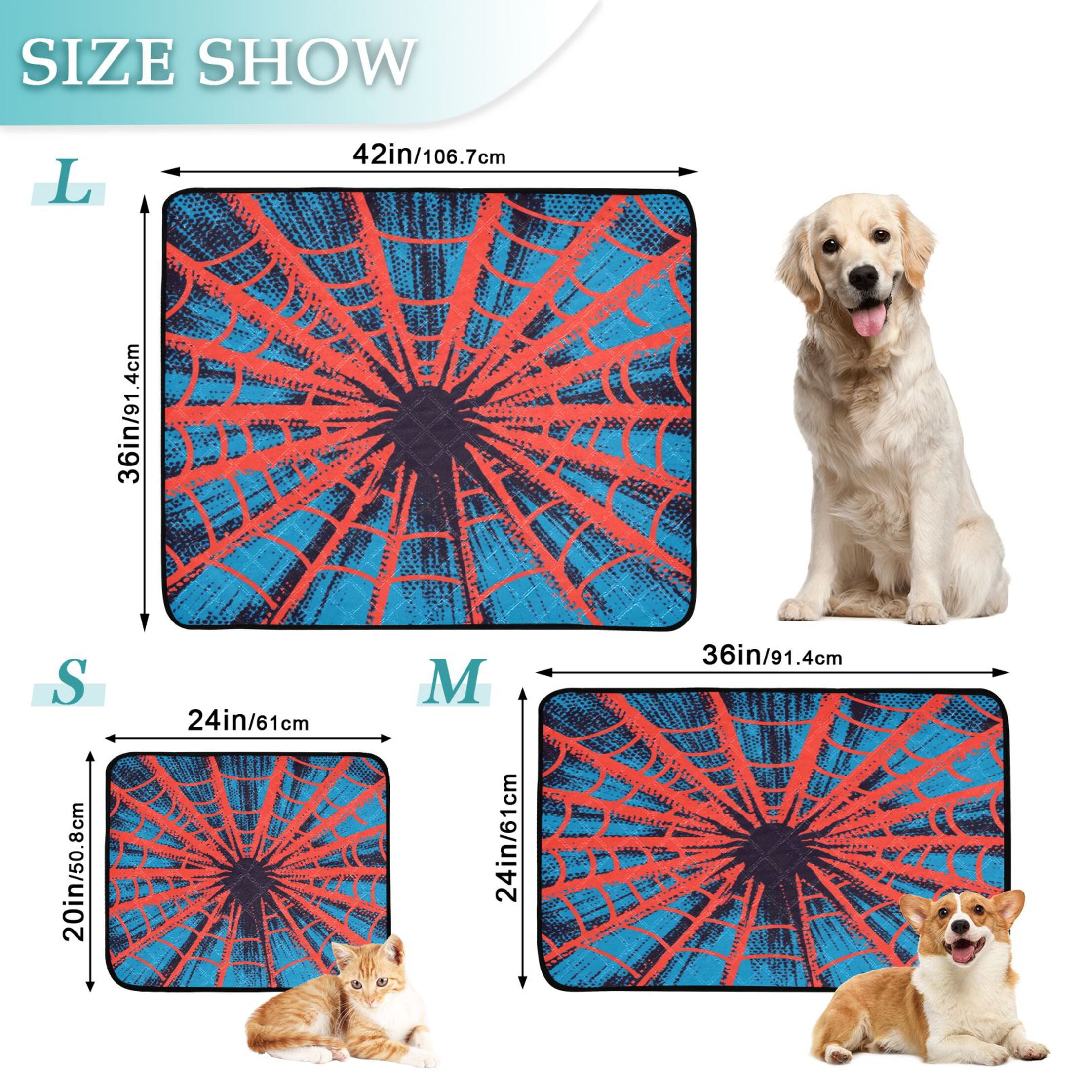Qxltty Red Spiderweb Cat litter Pads Pet Set of 3 Diaper Mats Center Anti-leakage Layer Absorbent Soft and Comfortable