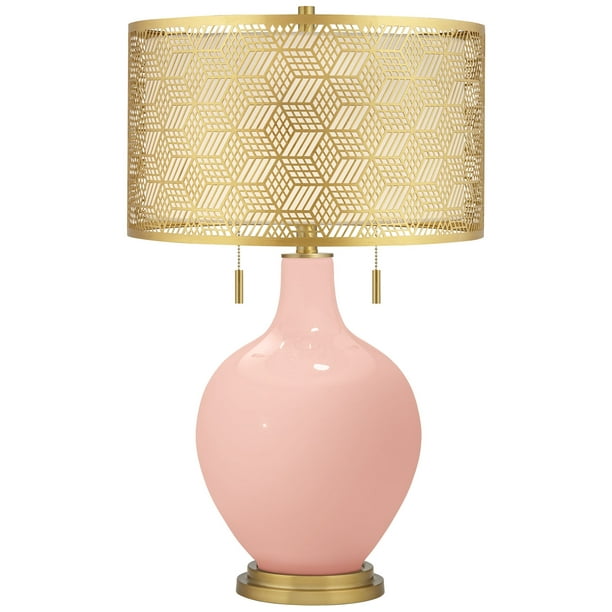 Color Plus Rose Pink Toby Brass Metal Shade Table Lamp Com Plus Rose Pink Toby Brass Metal Shade, Rose Pink Table Lamp Shade