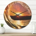 thumbnail image 2 of Designart 'Colored Ocean Waves Falling Down At Sunset VIII' Coastal Wood Wall Clock, 2 of 5