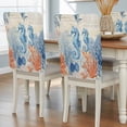 thumbnail image 2 of Sea Corals Seahorse Chair Covers Set of 1 Summer Beach Sea Stars Retro Texture Chair Back Covers Stretch Removable Washable Slipcovers Protector for Dining Room Kitchen Party Decor, 2 of 9