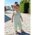 thumbnail image 4 of BemeyourBBs Toddler Bbay Girl Summer Clothes Plaid Gingham Smocked Romper One Piece Jumpsuit Front Bowknot Strap Sleeveless Plaid Wide-Leg Pants Overalls Little Girl Summer Outfit, 4 of 9