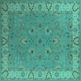 thumbnail image 1 of Ahgly Company Indoor Square Oriental Turquoise Blue Traditional Area Rugs, 4' Square, 1 of 4