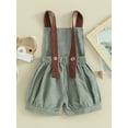 thumbnail image 4 of Infant Baby Boys Overalls Sleeveless Patchwork Straps Shortall Summer Backless Romper Jumpsuit, 4 of 9