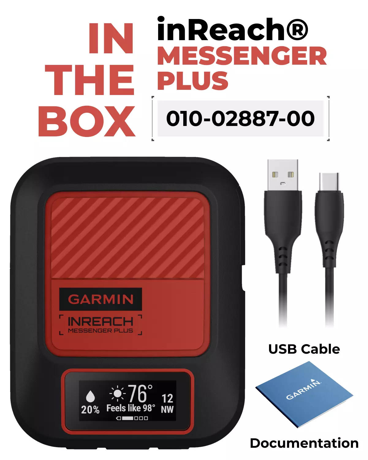 Garmin inReach Messenger Plus 010-02887-00 with Wearable4U Power Bank Bundle