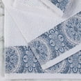 thumbnail image 3 of Superior Medallion Cotton Hand Towels, Set of 6, White/ Navy Blue, 3 of 8