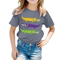 thumbnail image 1 of T-shirts Filles Été Décontracté Imprimé Alligators Col Rond Manches Courtes Hauts Filles Gris 10-11 Ans, 1 of 5
