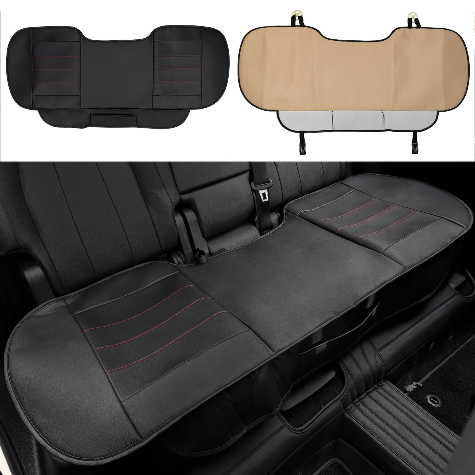 XUKEY Car Rear Row Seat Cushion Cover PU Leather Back Seat Protector Pad Waterproof Universal
