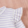 thumbnail image 6 of GYRATEDREAM Toddler Baby Girls Fall Winter Outfits Knit Ribbed Long Sleeve Ruffle Stripe Print Pullover Top + Flare Pants 2Pcs Clothing Set Purple for 12M-5T, 6 of 8