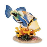 Jere Luxury Giftware Bejeweled PICASSO Large Humu Humu Fish Pewter and Enamel Trinket Box and Matching Pendant Charm