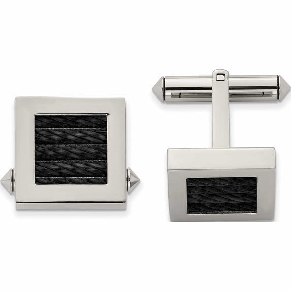 Titanium Polished Black Ip-Plated Wire Cufflinks Made In China -Jewelry By Sweet Pea
