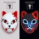 thumbnail image 5 of Moyic Demon Slayer Tanjirou Máscara Sabito Mascarilla Anime Máscaras Makomo Cosplay Máscaras Disfraces de Halloween Máscaras LED Kits de decoración para fiestas Rojo con azul transparente Moyic HA007371-01, 5 of 6
