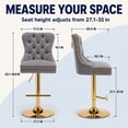 thumbnail image 3 of Grey Velvet Swivel Bar Stools Set of 4 with Upholstered Back, Adjustable Counter Height Barstools, Bar Chairs for Home Bar Kitchen Island Pub Restaurant (4 Pcs, Gray), 3 of 10