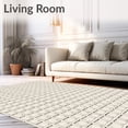 thumbnail image 2 of ODIKA 5'x7' Machine Washable Non-Slip Area Rug, Scandinavian Minimalist Basketweave Artisan Creation High Traffic Rug with Pad, Ivory, 600878, 2 of 8